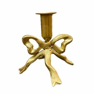 Gold Ribbon Bow Taper Candle Holder - A Simple & Classic Year-round Piece 🎀🎀🎀